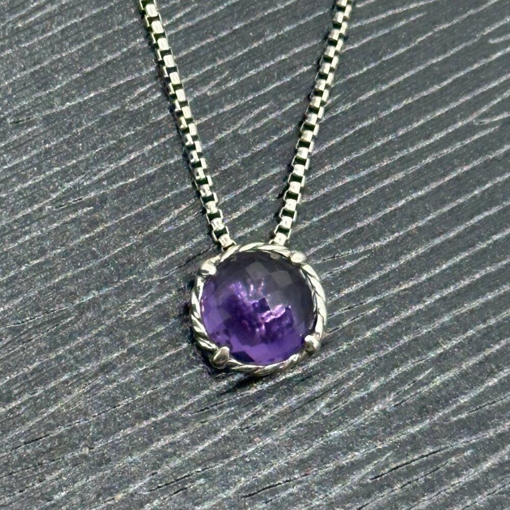 Authentic DAVID YURMAN women's sterling silver necklace with amethyst pendant - Picture 5 of 8